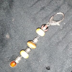 Beaded Keychain with Silver Accents